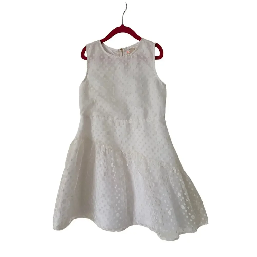 Crewcuts J.Crew Girls White Swiss Dot Ruffle Dress - Picture 1 of 10